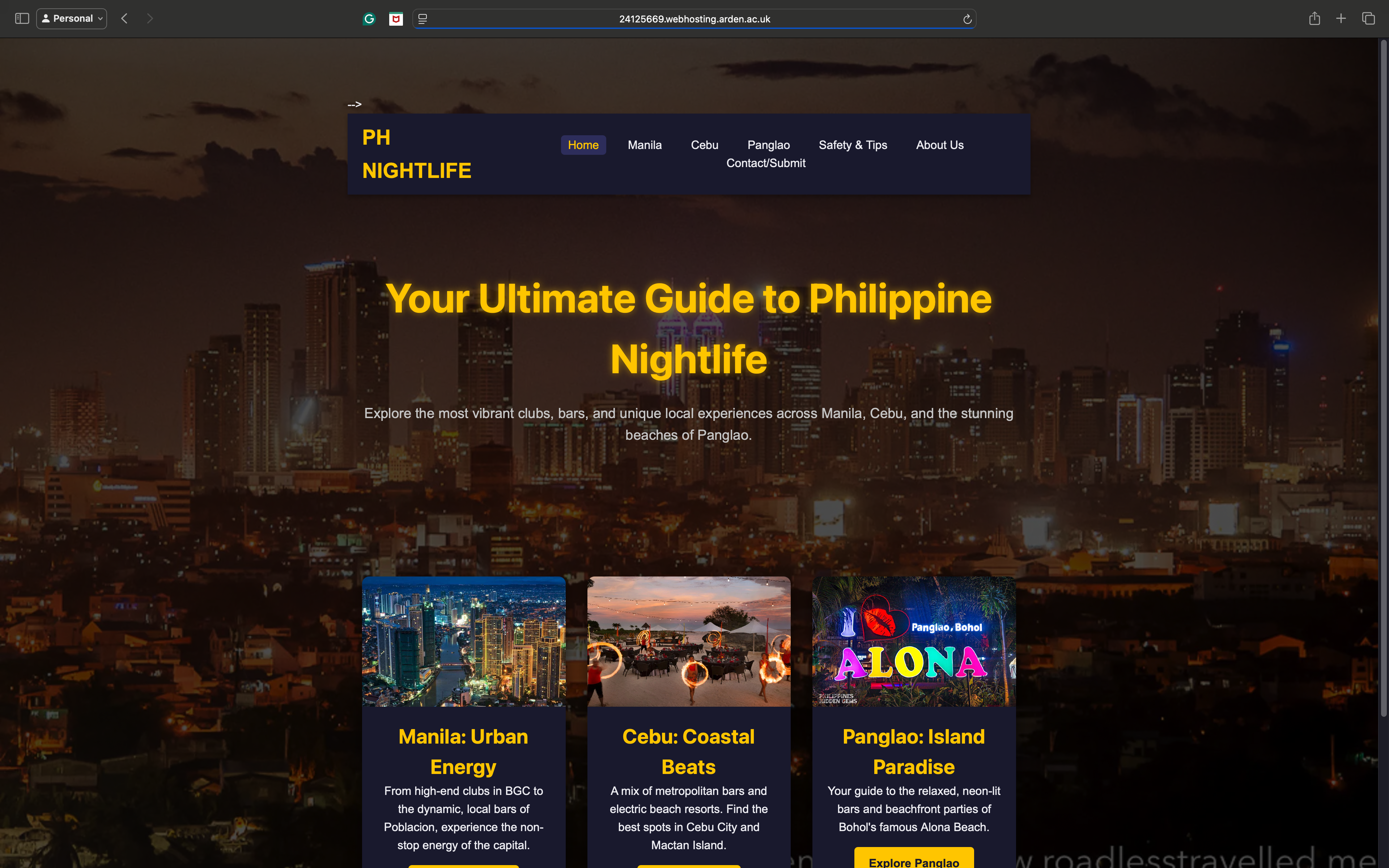 Screenshot of website on desktop layout